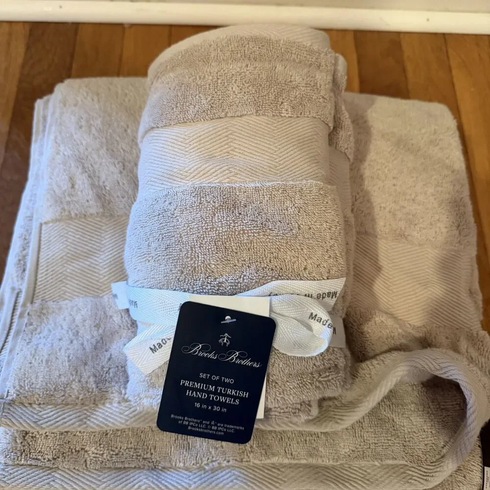 Brooks Brothers 4 PC Premium Turkish TOWEL SET 2 Bath/ 2 Hand Towels Tan Beige